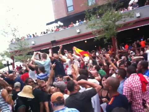 Pendemonium at Studio square beer garden after Spain wins the Worlcup