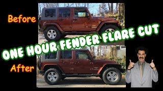 1 hour, zero dollar jeep Wrangler JK JKU flat fender flare cut mod