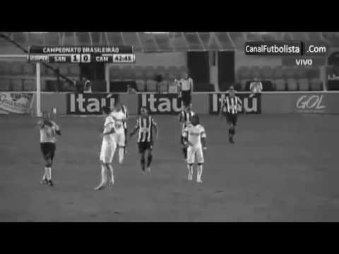 Gustavo Henrique (Santos) aims a shot at Ronaldinho's head, gets booked 2013