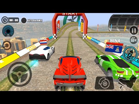 Impossible Car Tracks 3D - Red Sport Car Multiplayer Mode Driving Stunts Simulator Android Gameplay