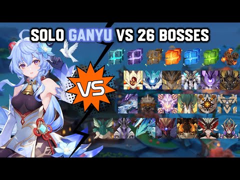 Solo C0 Ganyu vs 26 Bosses without Food Buff | Genshin Impact