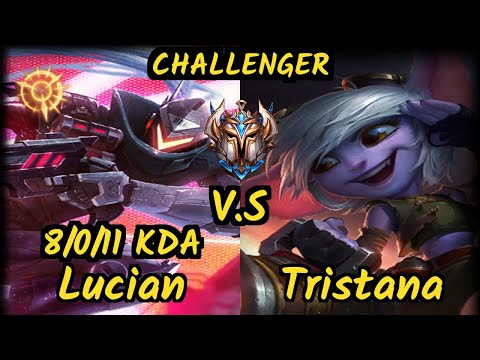 VGIA Milica (LUCIAN) vs TRISTANA - 8/0/11 KDA BOTTOM ADC CHALLENGER GAMEPLAY - EUW