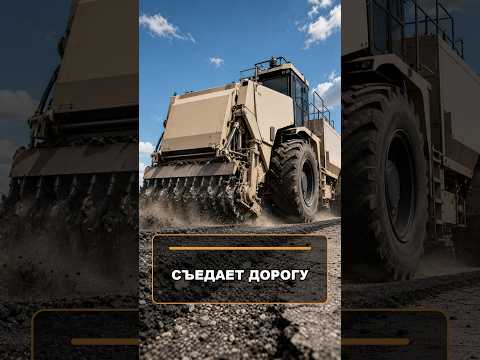 Машина, которая перемалывает старую дорогу в основание новой #технологии #инновации #short