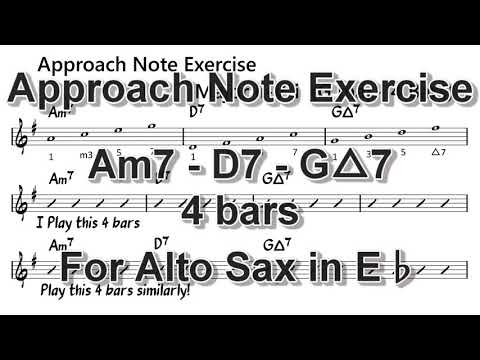 Approach Note Exercise [Am7 - D7 - Gmaj7] for Alto Sax