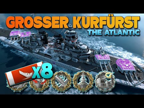 Schlachtschiff Grosser Kurfürst auf Karte Der Atlantik, 8 Schiffe zerstört - World of Warships