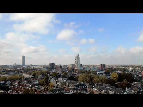 Tilburg skyline drone video shot
