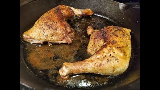Cast Iron Porn: Baked Chicken Quarters in the Lodge Skillet