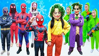 What If ALL COLOR SPIDER-MAN In 1 House? Hey KID SPIDER MAN & Kid JOKER, Go To Special Trainning