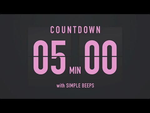 5 Minute Countdown Timer ⏳ Flip Clock with Simple Beeps 💕🖤