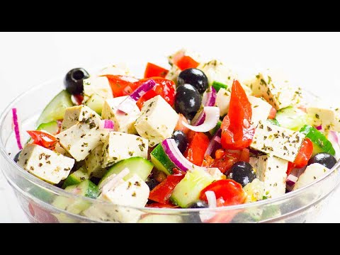 Veganer Griechischer Salat mit Feto (Fermentierter Tofu) - Gesund & Lecker! | Unsere Vegane Küche 💚