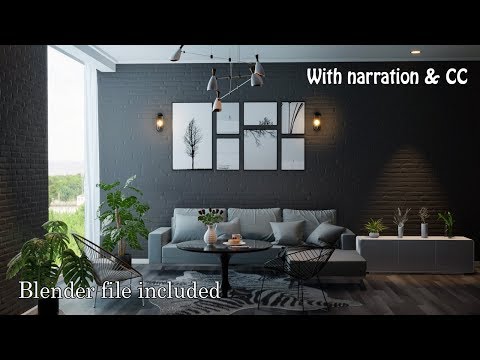 Blender 2.80 Tutorial : Eevee Interior #2 Black Living Room