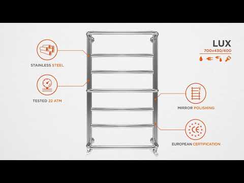 Водяной полотенцесушитель Mario Люкс 1.1.0302.01.P (4820111350346, 700x430, хром/сатин/белый глянец/черный матовый/золото/бронза)