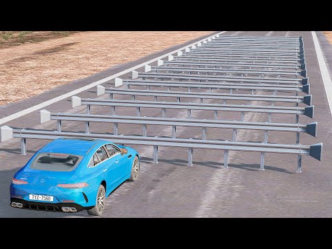 Cars vs Numerous Guardrails – BeamNG.Drive