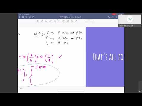 CTNT 2022 - Local Fields (Lecture 1) - by Christelle Vincent