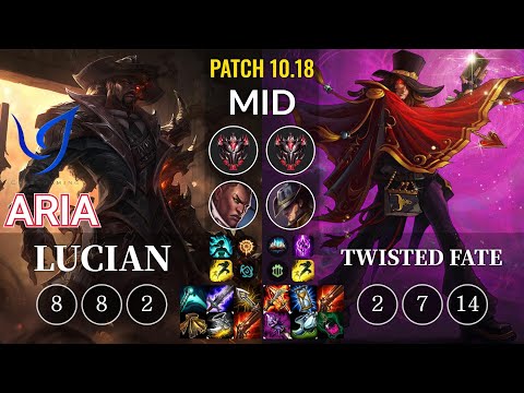 CGA Aria Lucian vs Twisted Fate Mid - KR Patch 10.18