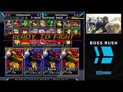 Boss Rush: Duck Doubles Losers Finals - Taj/Applesmaush (Red) vs Duck/Violence (Blue)