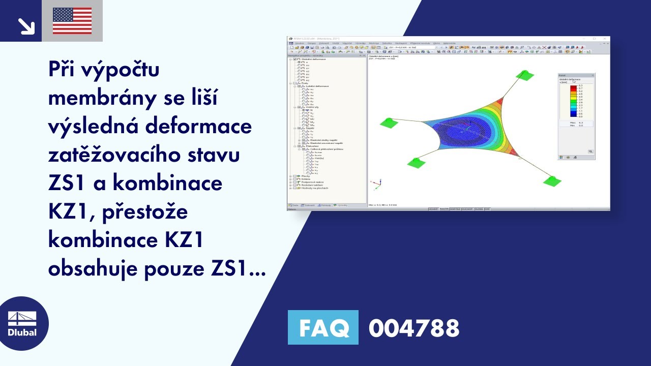 [EN] FAQ 004788 | Při výpočtu membrány se liší výsledná deformace zatěžovacího stavu ZS1 a kombin...