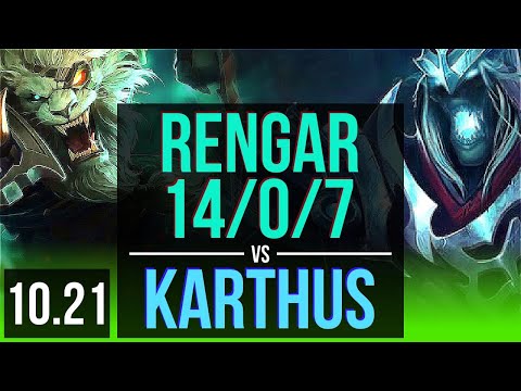 RENGAR vs KARTHUS (JUNGLE) | 14/0/7, 7 solo kills, Legendary, 300+ games | TR Grandmaster | v10.21