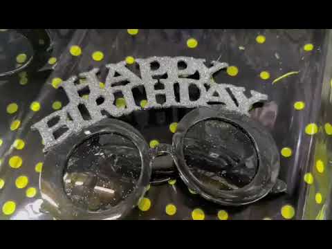 Sunglasses Happy Birthday Glitter - Silver