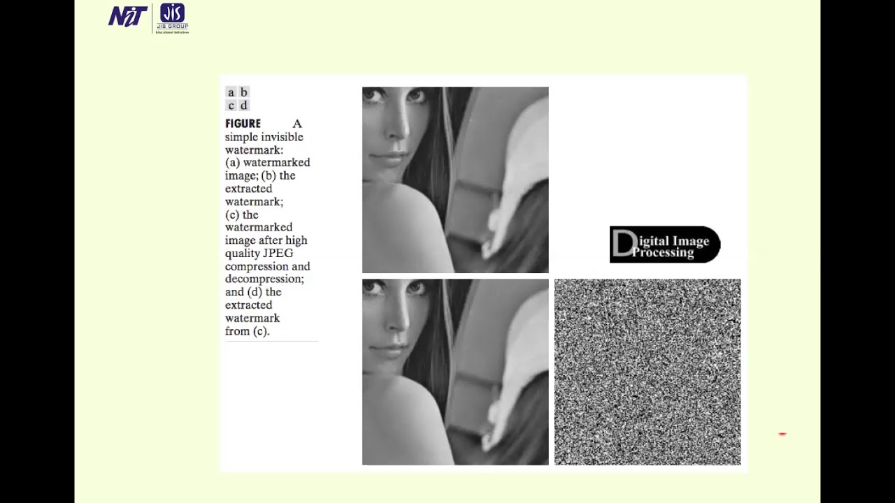 Security in Digital Image Processing : Watermarking, Module V, Lecture 6, EC703A