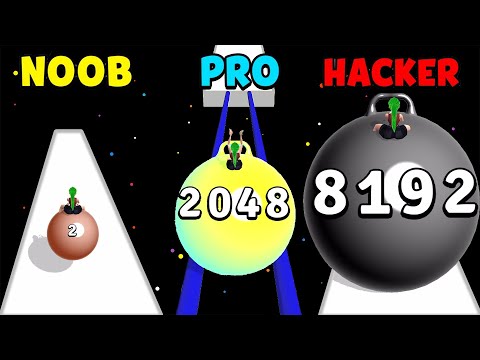 NOOB vs PRO vs HACKER - Yoga Ball Run 2048: Max Level 8192!