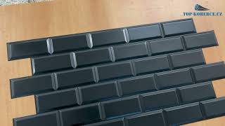 3D obkladový omyvatelný panel PVC Cihla Černá (966 x 484 mm)
