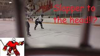 Slap shot to the head!? - POV ice hockey goaltending