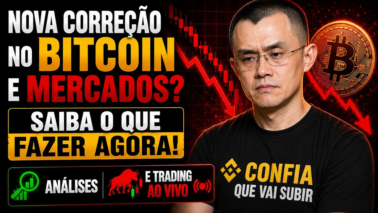 URGENTE: NOVA CORREÇÃO DO BITCOIN E MERCADOS? TRADES DE COMPRAS E VENDAS AO VIVO!