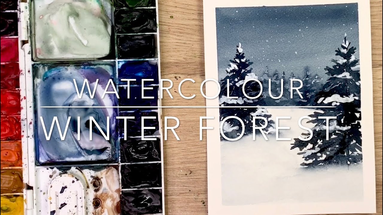 How To Paint A Watercolour Winter Forest Scene