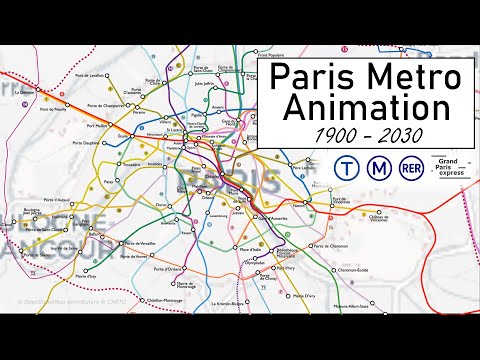 Paris Metro Expansion 1900-2030  (Métro, RER, Tram, Grand Paris Express) Animation