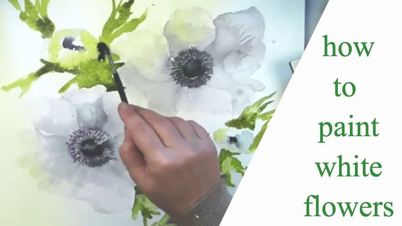 watch me Painting White Anemone Flowers in Watercolor |  Floral Art 🎨🌿