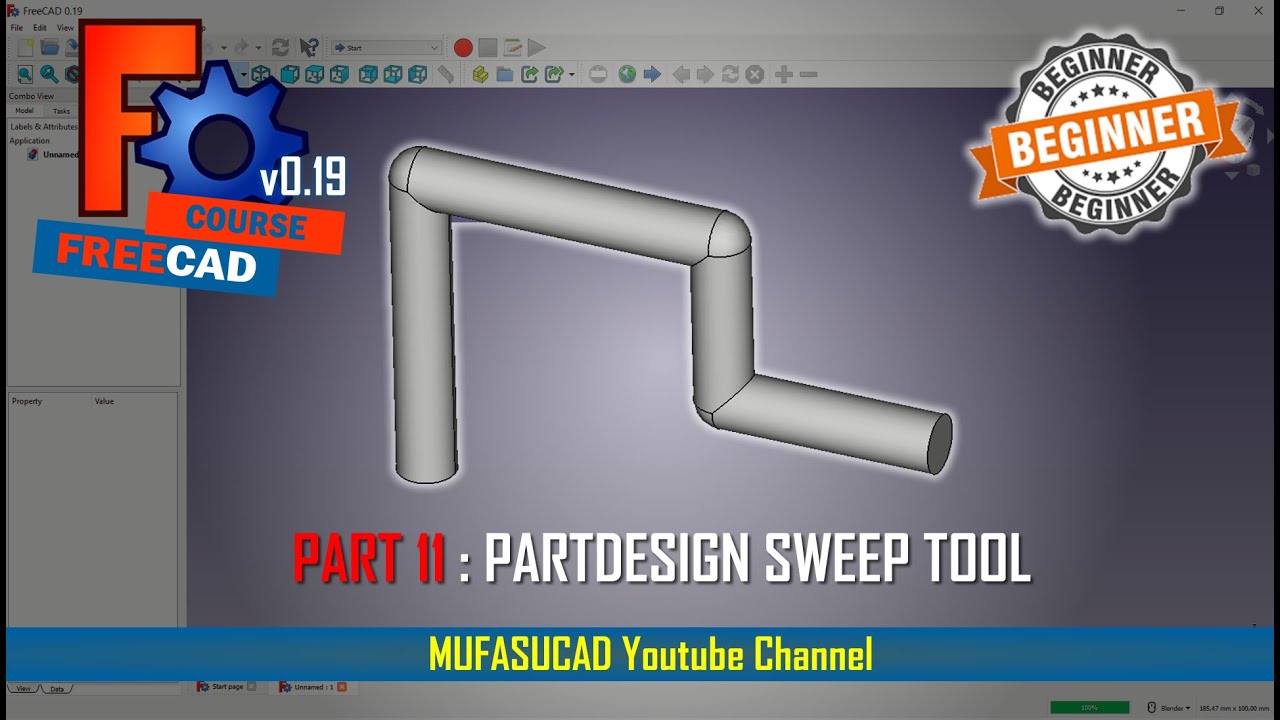 [PART 11] FreeCAD 0.19 PartDesign Sweep Tool Basic Tutorial