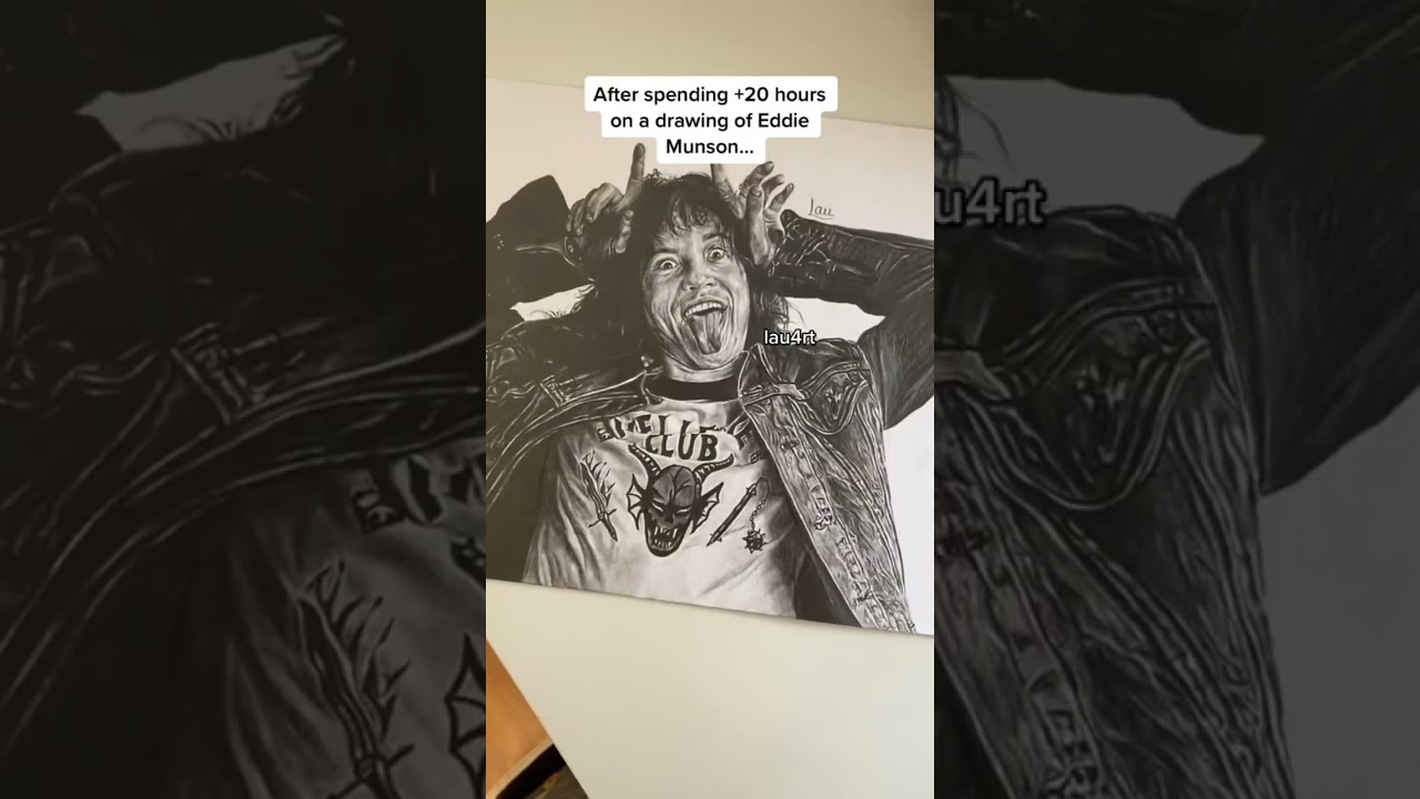 Showing my drawing of Eddie Munson to Joseph Quinn!! | #realisticdrawing #strangerthings