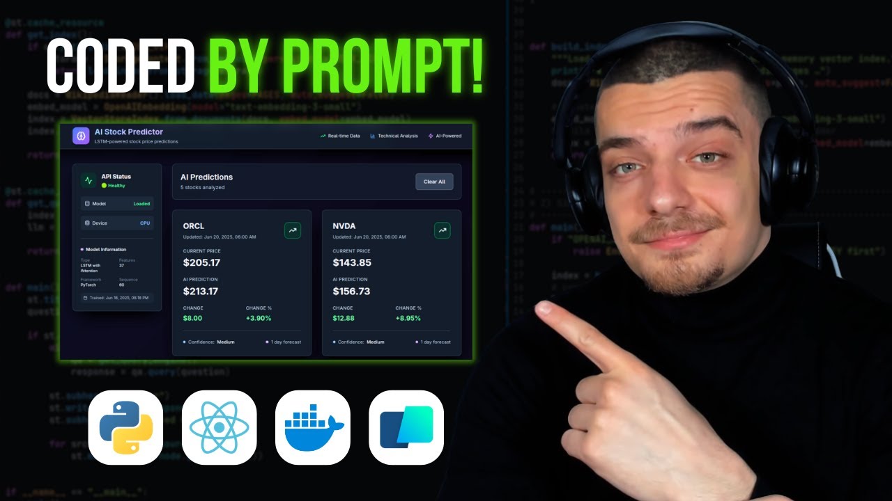 Coding A Full Stock Prediction Tool By Prompt (Warp, Python, React)