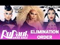 Season 16 *UPDATED* Elimination Order & TOP 2 - RuPaul's Drag Race