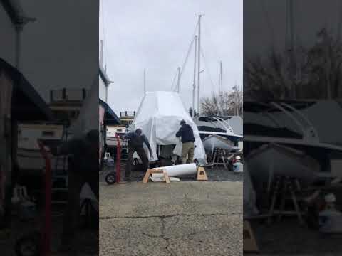 Time lapse shrink wrap. Center console boat