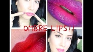 Ombre Lip Tutorial: 4 Different Ways ♥ Nude, Pink, Purple, Red ♥