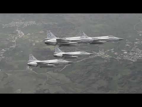 JF-17 of the PAF (Black Panthers) No 16 Squadron flying in a Finger-four formation filmed from a F16