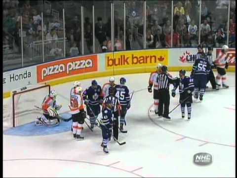 NHL Hockey Fight: Maple Leafs vs. Flyers 9/23/2010 (part 4)