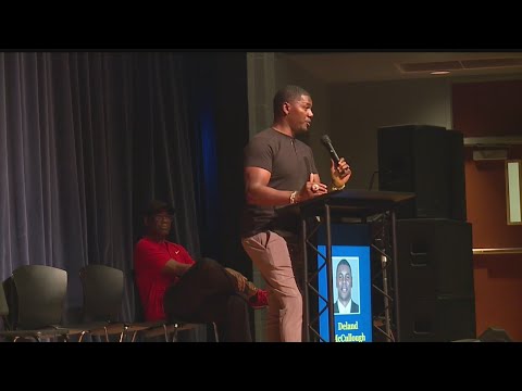 Sherman Smith and Deland McCullough speak at Youngstown City Schools event