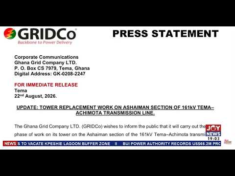 Accra communities to experience power outages Sunday as GRIDCo repairs damaged transmission tower