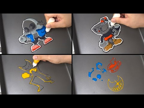 FNF Indie cross Pancake art - Sans, Cuphead, Bendy