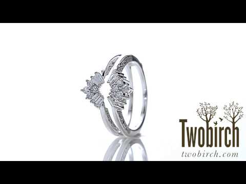 Vintage Fan Ring Guard With Millgrained Edges and Filigree Design - TwoBirch TB-GUARD-0087-WG-G