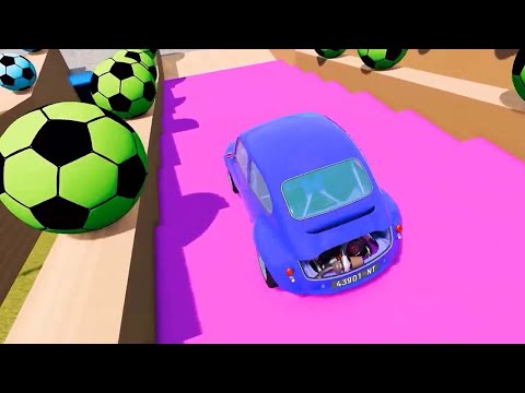Big & Small Car vs Stair Colors with Slide Colors Portal Trap   Cars vs Deep Water BeamNG.Drive