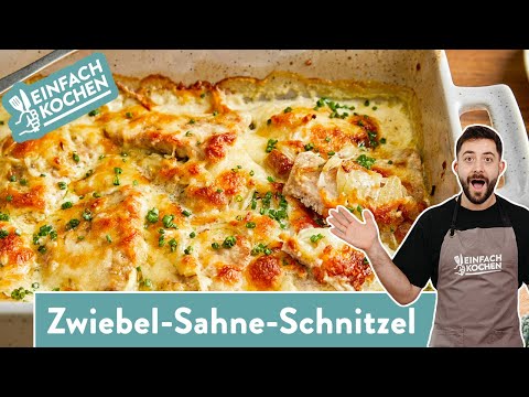 Zwiebel Sahne Schnitzel 🧅😋 | Ofenschnitzel mit Käse überbacken 🧀 | Einfach Kochen