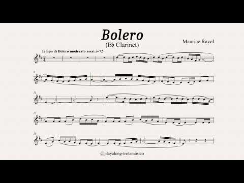 Clarinet Playalong - Bolero (Ravel) Bb Clarinet sheet music with orchestral accompaniment