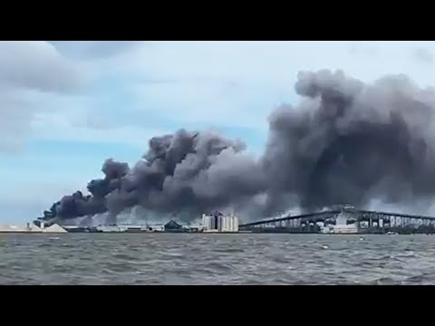 Raw video: Chemical fire reported near Lake Charles after Hurricane Laura