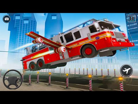 Fire Truck Flying Car Simulator - fire truck driving 2021 - Android Gameplay