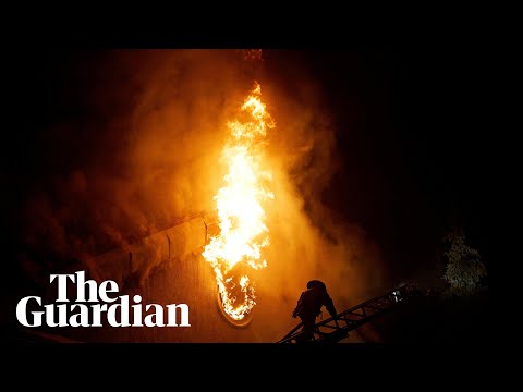 Firefighters tackle blaze in Russian-controlled Ukrainian city during alleged shelling