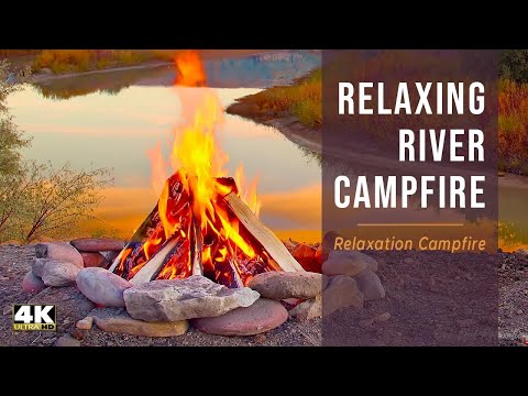 10-Hour River Campfire | Crackling Fire Sounds, Anxiety Relief & Peaceful Nature Ambience 4K